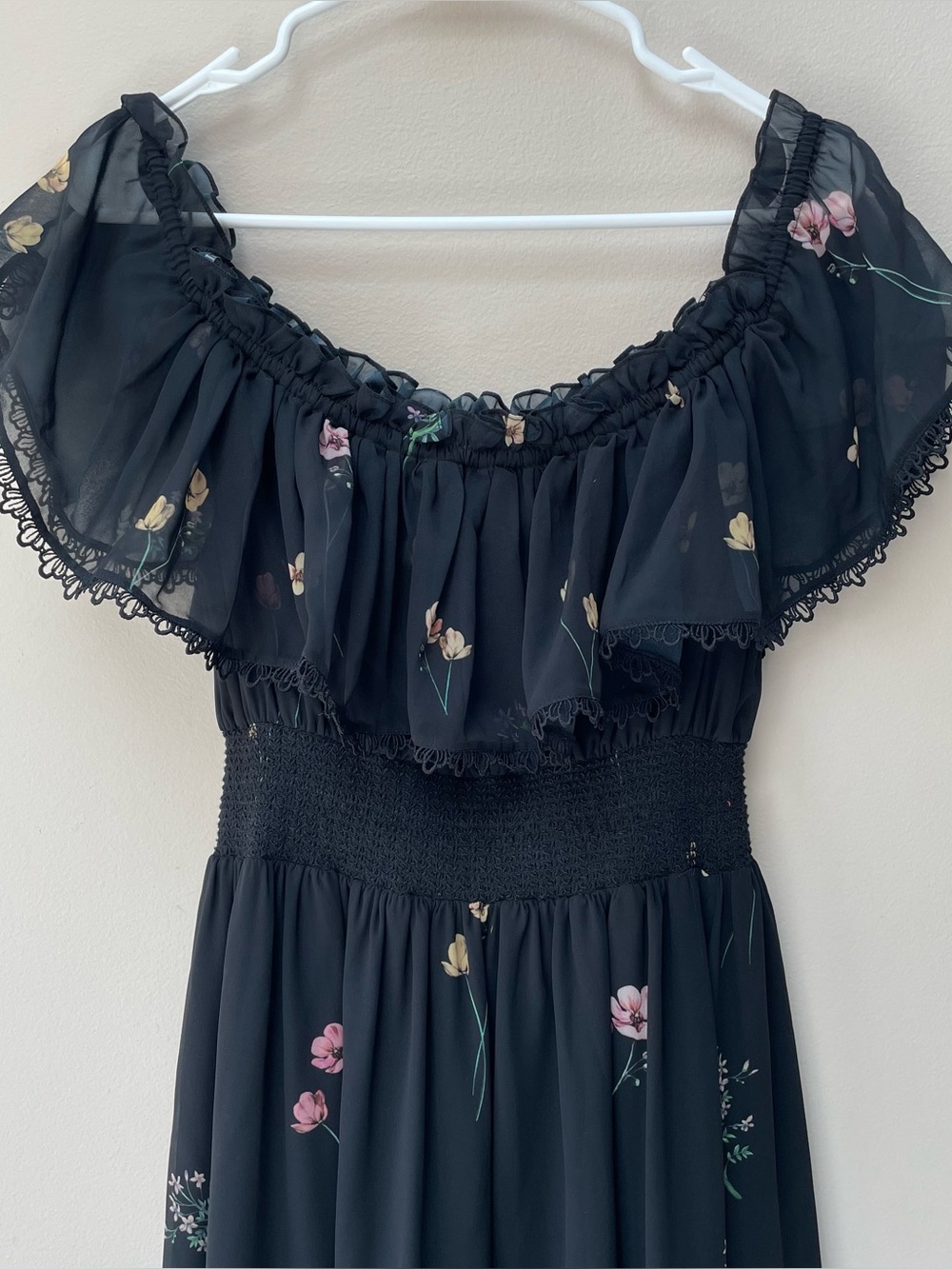 Sachin & Babi Black Floral Nikki Dress Dark Garden Maxi Off Shoulder Size 10 - Picture 9 of 12